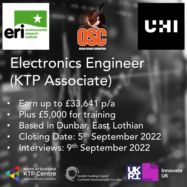 LAST CHANCE to apply for this #Electronic #Engineering role on a 30 month #Dunbar based #KTP project with <a href="/OSC_Blogger/">OSC Ltd</a> and <a href="/ERI_UHI/">eri</a> <a href="/ThinkUHI/">UHI</a>

Salary up to £33,641 p/a +£5k training budget. Closes 5th September, interviews 9th September: bit.ly/3pKJNB1

#ApplyNow