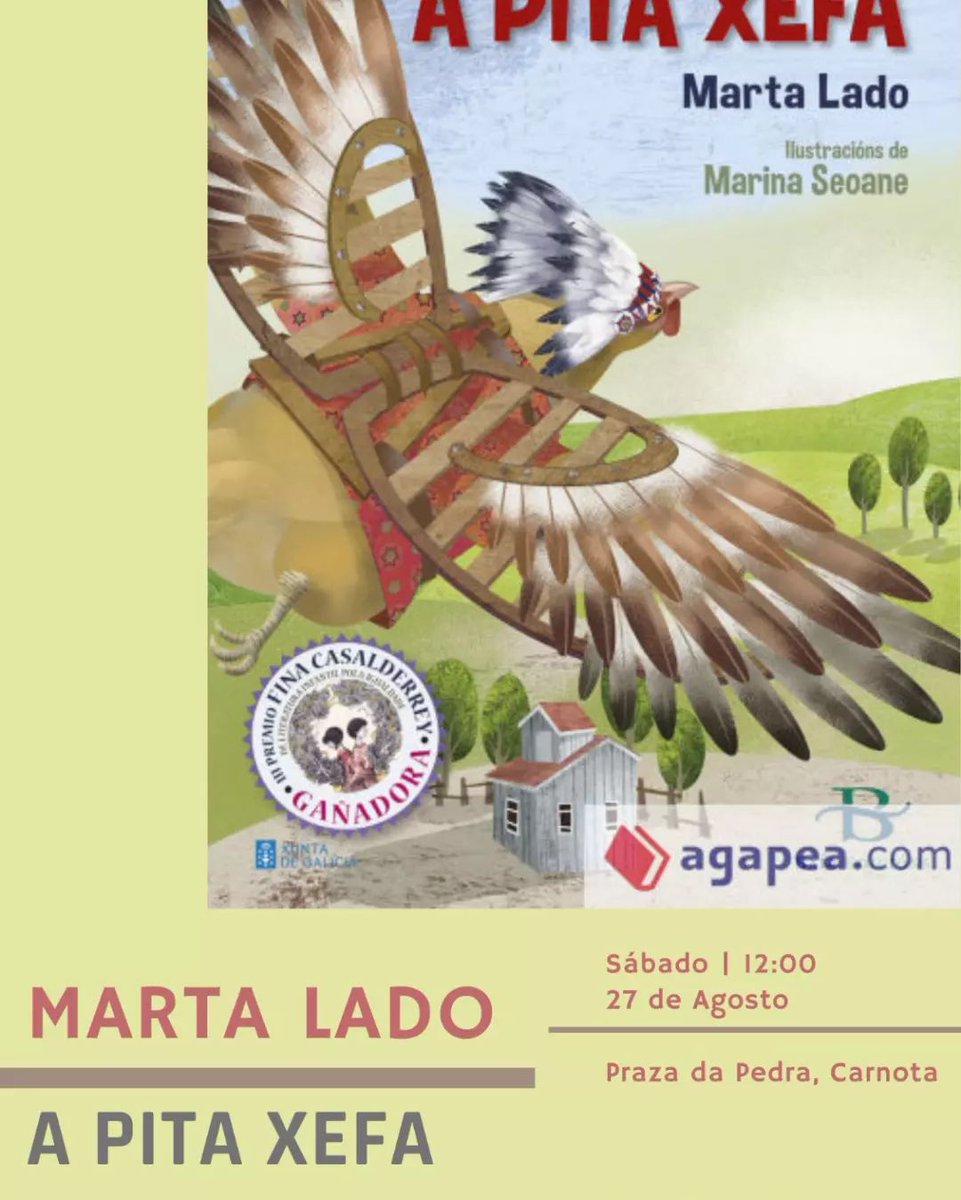 Non perdades a ocasión de coñecer 'A Pita Xefa' de <a href="/martafisterra/">Marta Lado</a> na #LibraríaChorima este sábado en #Carnota.  💜🐔
#apitaxefa
#literaturainfantil
#libroigualdade
#PremioFinaCasalderrey