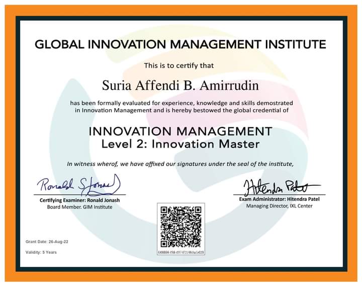 Innovation Master

Today I received the Innovation Management Level 2 Certificate: Innovation Master from the Global Innovation Management Institute (GIM Institute).

GIM Institute is the world's largest Innovation Professionals endorsed as ISO 56002+, based in US.

#umorie
