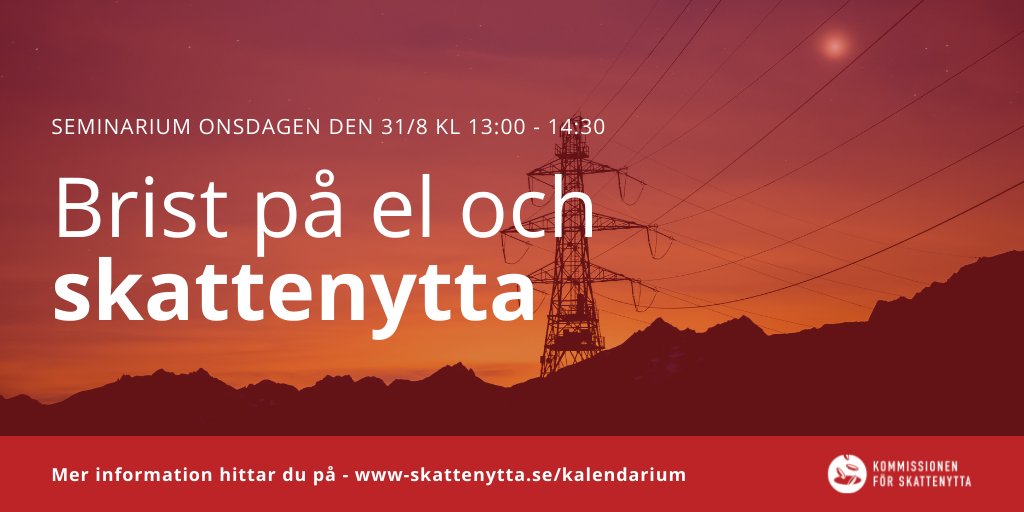 skattenytta's tweet photo. Priset på el har skjutit i höjden, speciellt i södra Sverige. Vem bär ansvaret för att det blivit så här? Varmt välkomna till nästa veckas seminarium, onsdagen den 31/8 kl 13:00 där vi kommer att djupdyka i energifrågan från ett skattenyttaperspektiv!

https://t.co/GNqbOx3VN2 https://t.co/r1VC5smPia