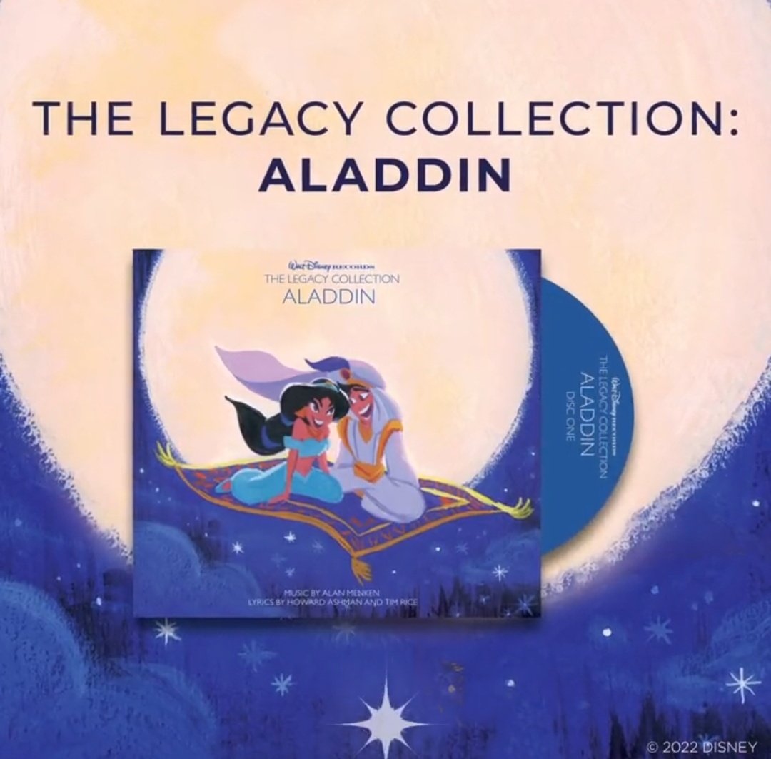 DisneyReact's tweet photo. 🎶 Se ha anunciado que 'Aladdin' se unirá próximamente a #TheLegacyCollection, la colección que incluye las recopilaciones definitivas de bandas sonoras de Disney https://t.co/CG2Y1bjmSb