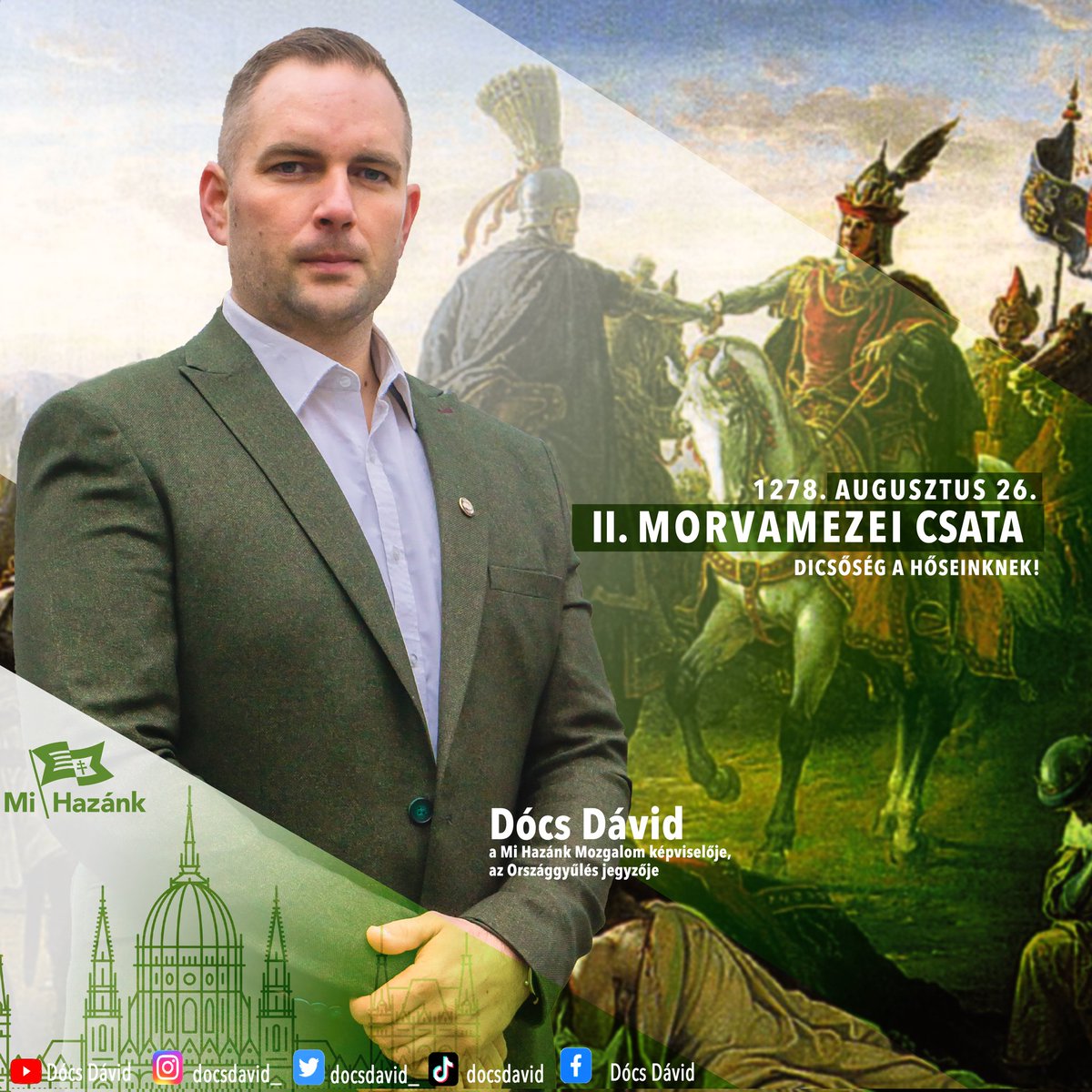 docsdavid_'s tweet photo. 744 éve történt a dürnkruti, azaz a II. morvamezei csata.

A csata 1278. augusztus 26.-án zajlott a morvamezei Dürnkrut és Jedenspeigen között.

Tisztelet a csatában harcoló Hőseinknek!

#dócsdávid #mihazánk #csata #történelem #győzelem https://t.co/OH8DYqTc9O