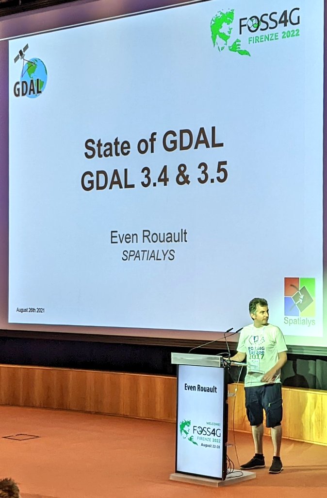 GeoSkeptic's tweet image. Watching @EvenRouault give the State of GDAL talk with @_VincentS_ , and I&apos;m wearing my GDAL shirt thx @mouthofmorrison #foss4g2020