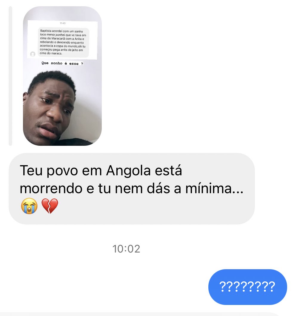 Baptistamiran's tweet photo. Meu público aqui é totalmente diferente e a maioria é brasileiro, mas vamos lá . 

Muita gente tá pedindo o meu posicionamento com relação ao que está a se passar em Angola 🇦🇴,me enviando mensagem falando que eu preciso me posionar por causa de X e Y . https://t.co/7M6sROOjed