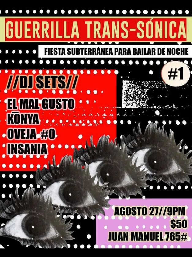 chacsol's tweet photo. #GuerrillaTransSónica SÁBADO a las 9 PM. Juan Manuel 765 #GDLcentro https://t.co/Y1XI9ieFVI