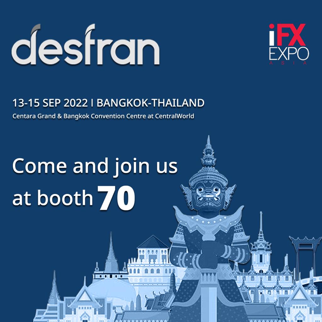 DesfranConsul's tweet photo. Come and join Desfran at iFX EXPO Asia which is happening from 13-15 September in Central World Bangkok.

Meet the expert team at booth #70 to have a discussion on brokerage consultancy, financial licenses, and other turnkey solutions.

#ifx #ifxexpo #thailand #bangkok #Brokerage https://t.co/UhN9l8QuF9