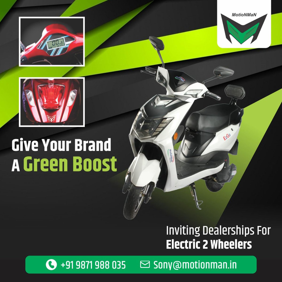 MotionmanS's tweet photo. Give your brand a green boost
Call - +91 9871988035
Sony@motionman.in
#ebike #bike #electricbike #ebikes #bikelife #electric #ebikeshop #scooter #emobility #electricmotorcycle #motorcycle  #ecofriendly #gogreen #electricmotor #goelectric #ride #zeroemissions #ev #escooter https://t.co/PPoqz3Rf9G
