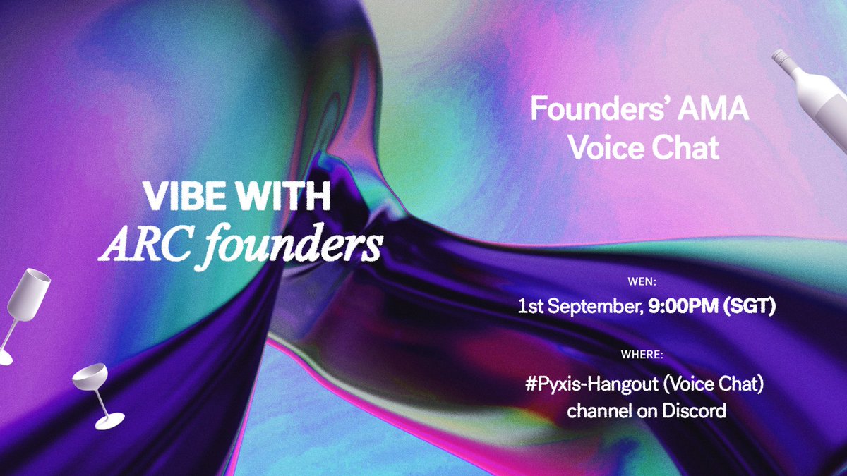 ICYMI: <a href="/JJ_Lin/">JJ Lin</a> popped by Discord on Tue and the chat was 🔥! Our ARC Angels would love to spend more time with Pyxis holders so <a href="/icunucmi/">icunucmi</a>, JJ and @kkiatlim have locked in a date next week for a special Founders' AMA!

PS: It's not too late to apply and be allowlisted to join us!