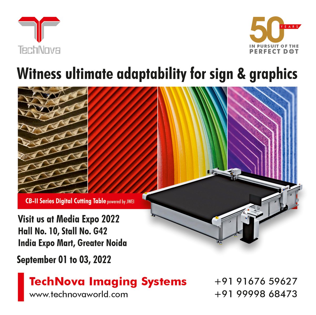 TechNovaWorld's tweet photo. TechNova @ Media Expo 2022, New Delhi
Hall No. 10, Stall No. G42
Enhance Applications, Integrate Technologies✨
#technova #Mediaexpo #Mediaexpo2022 #Digitalprinting #Signagemedia #Digitalcuttingtabels #NovaSign #JWEI https://t.co/uEsAO1DJ0d