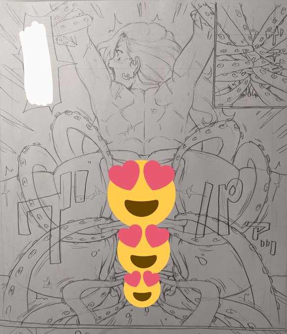 歴戦の女戦士の全ての穴に入り込もうとする触手軍団。 