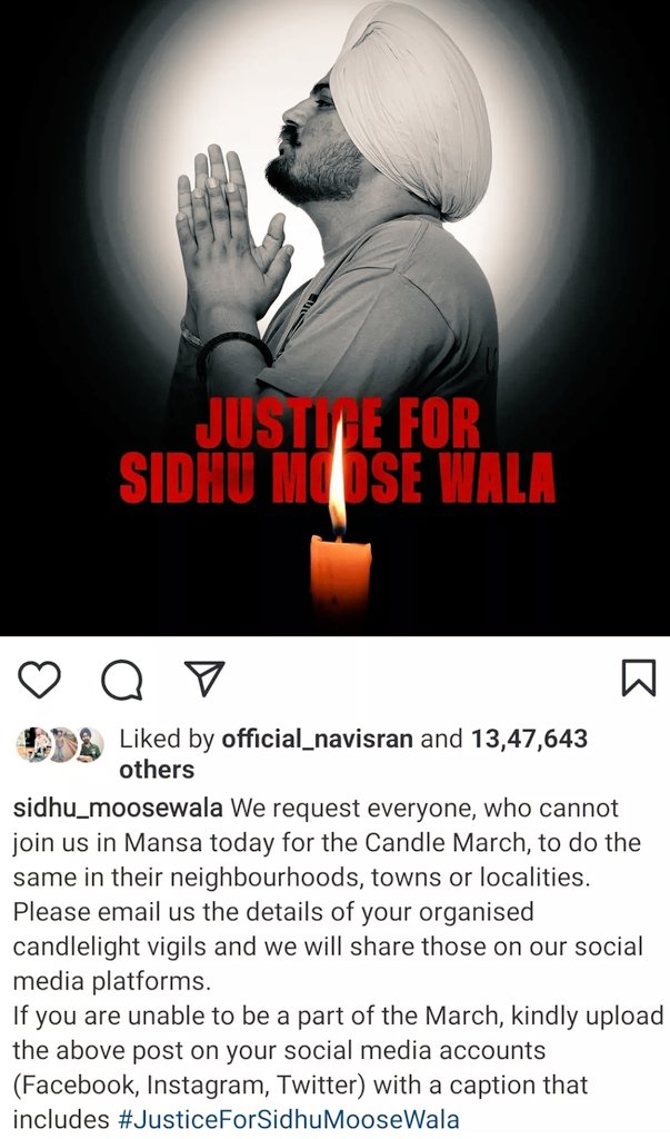 IMBrar01's tweet photo. #CandleMarchForMoosewala
#JusticeForSidhuMooseWala 
@PunjabGovtIndia @PunjabPoliceInd
@AAPPunjab https://t.co/h92d5j9ZXL