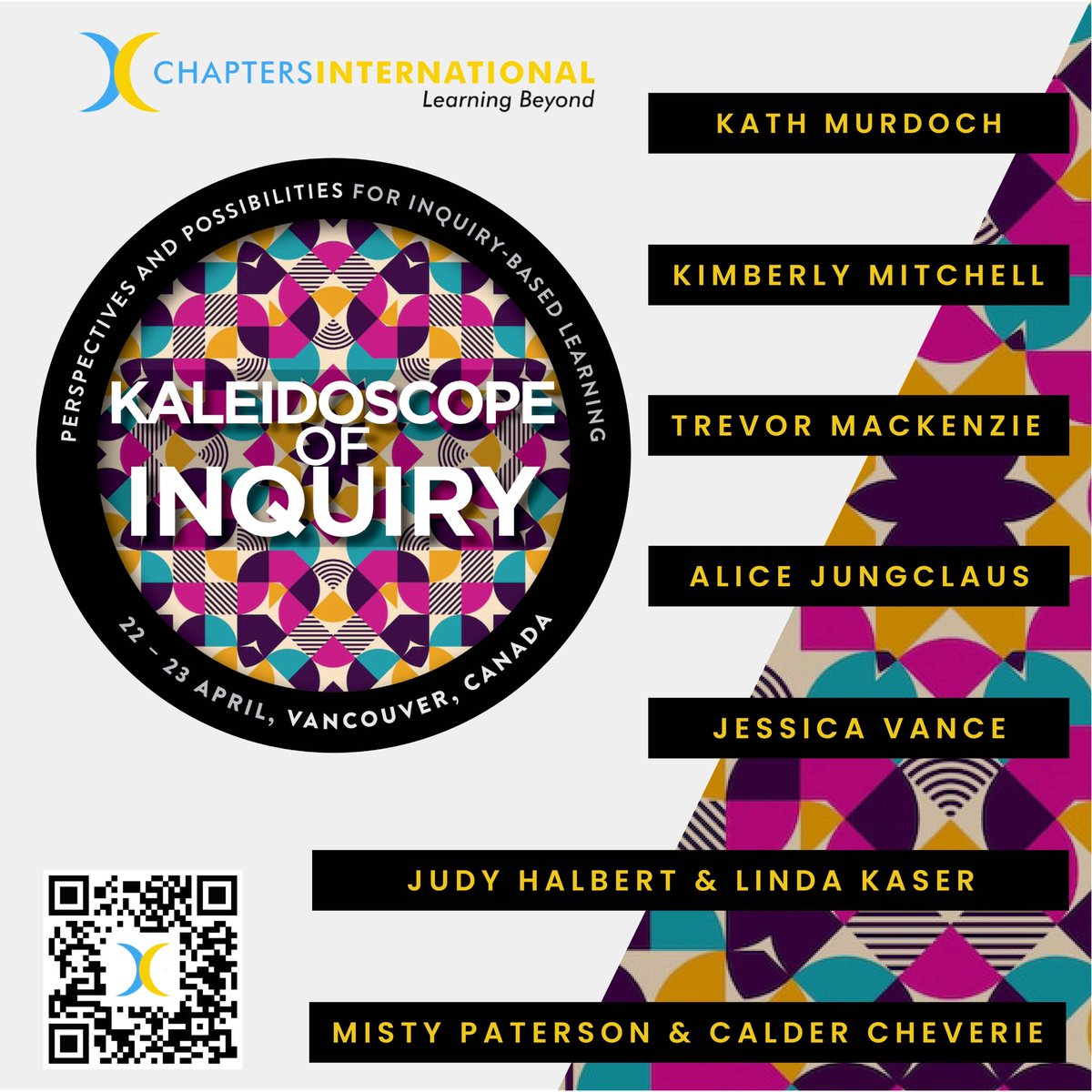 #bcedchat friends, this is a special one!

This April @ChaptersInt is hosting some dear #inquiry friends for an event like no other. Join @kjinquiry @inquiryfive @kaser_linda @jhalbert8 @jess_vanceEDU @PatersonMisty @AliceJungclaus Calder Cheverie

Info: chaptersinternational.com/conference.php