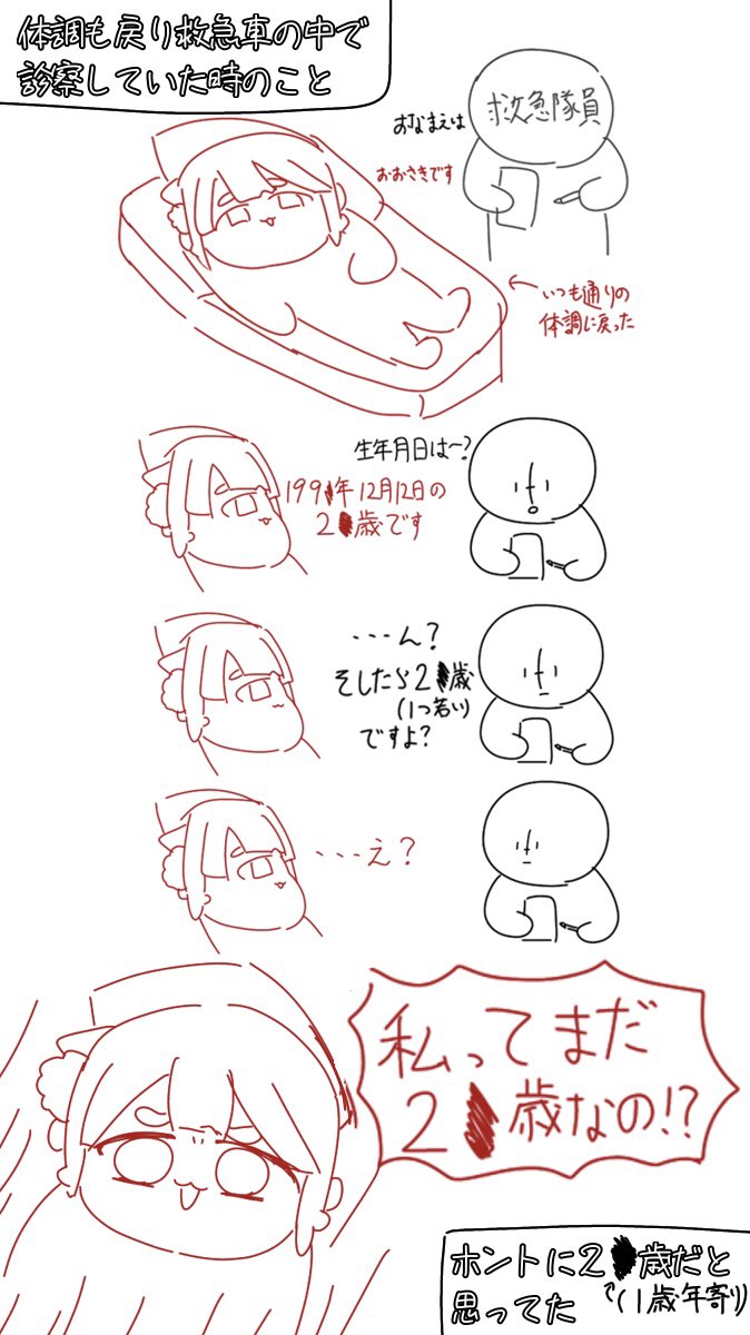 この前救急車にお世話になった時のこと
まじで自分の年齢を気にしなくなってたからびっくりした 
