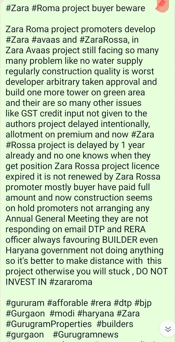 #zararoma  

#gururam #afforable #rera #dtp #bjp #Gurgaon  #modi #haryana #Zara #GurugramProperties  #builders #gurgaon    #Gurugramnews #gurugramrealestate  #gurugramdiaries #gurgaonconnect  #zararoma #zaraavaas #Gurugram #Hrera #Roma #sector95 #Investment #PMAYUrban #pmay