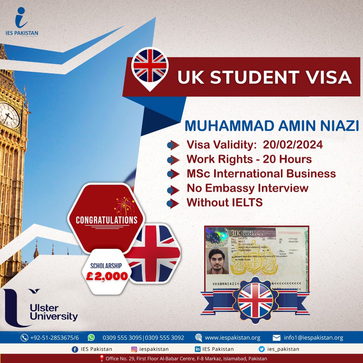 ies_pakistan's tweet photo. Congratulations Amin!

#education #studyabroad #studymotivation #studywithme #studyinuk #educationconsultant #internationalstudy #internationalstudents #counseling #internationaleducation #studyvisa #studentvisa #educationcounselling #highereducation #ugprograms #pgprograms https://t.co/21KmiZ9Yeo