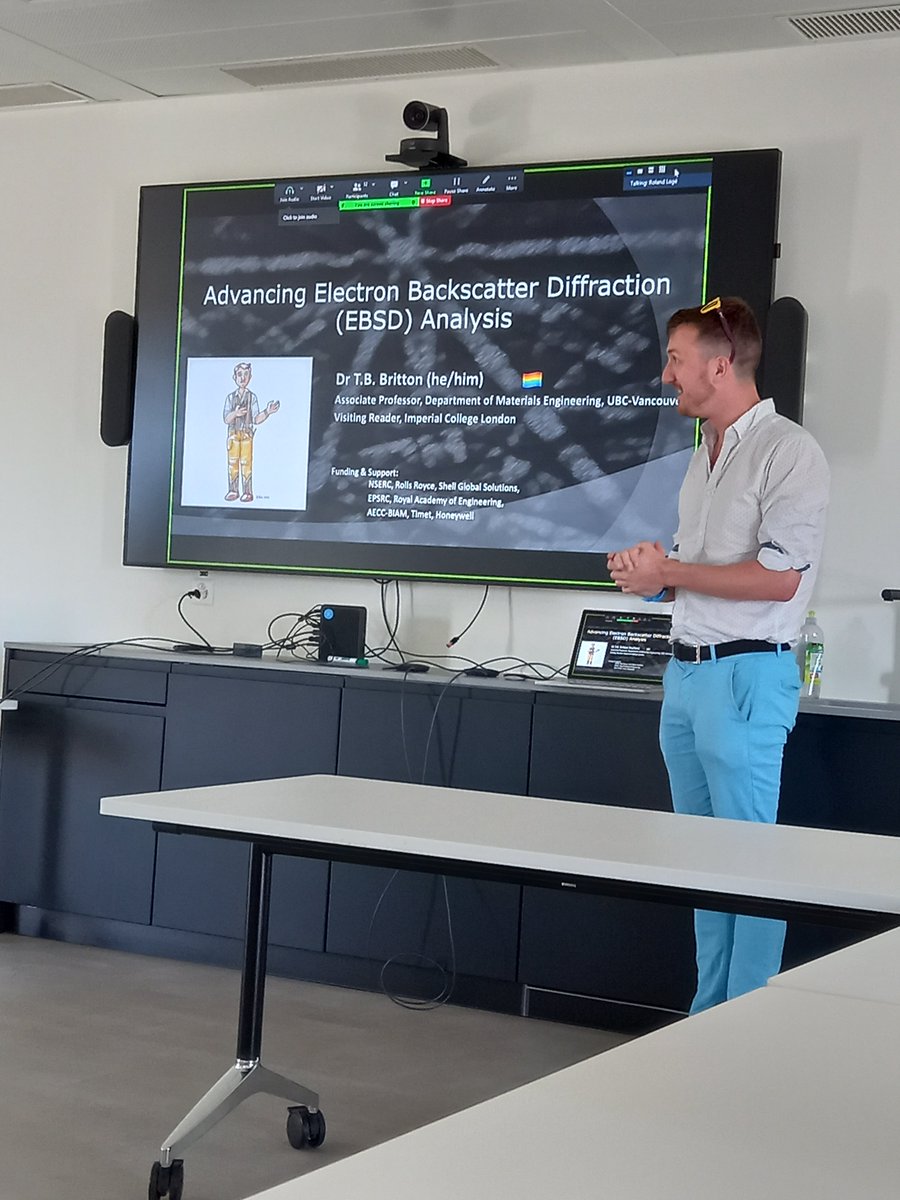 Materials_EPFL's tweet photo. Today we had the chance to attend an IMX talk by Dr. Ben Britton @BMatB from @UBC. Many thanks for his very insightful presentation on advanced analysis techniques based on Electron Backscatter Diffraction (EBSD) #IMXtalks https://t.co/zRKNmlaulV