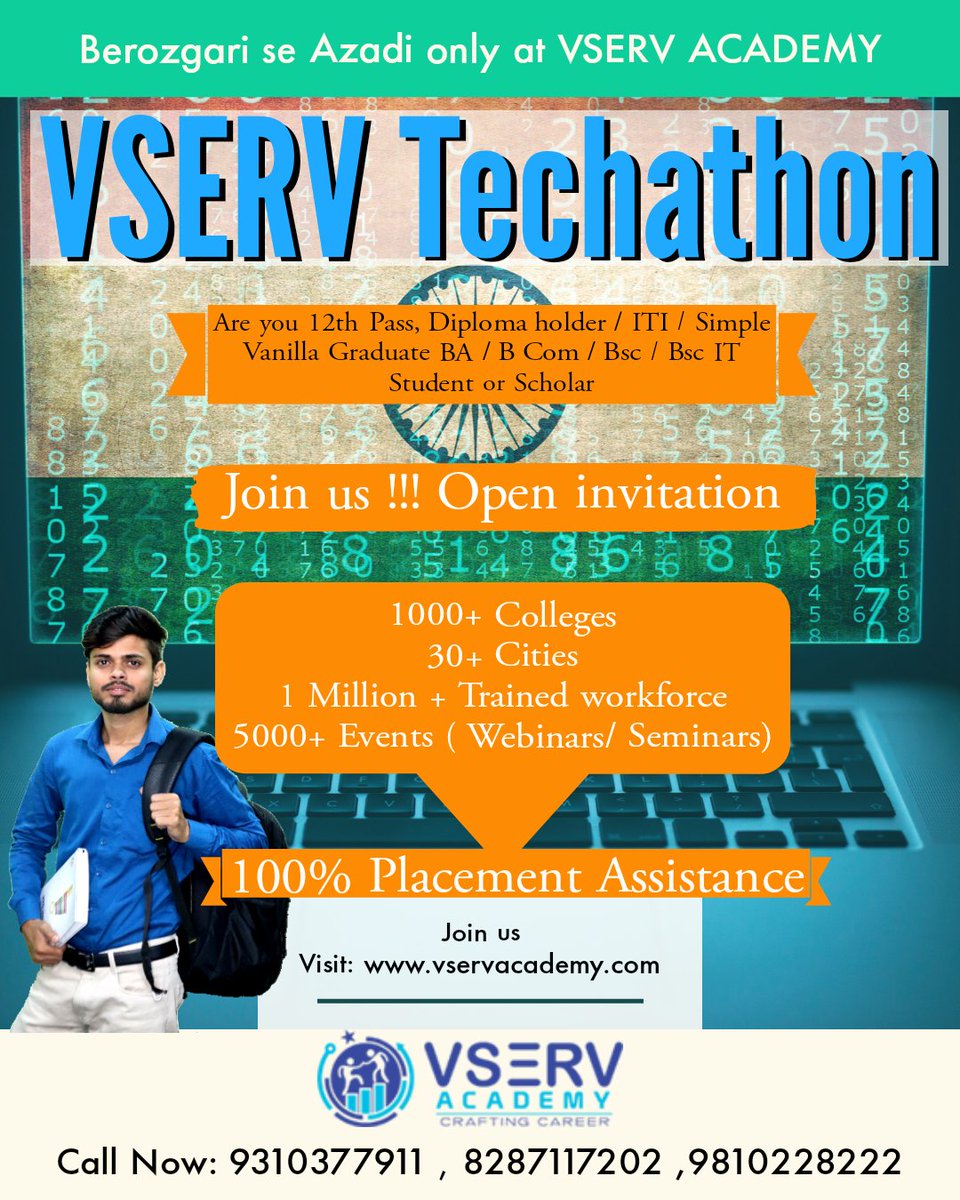vservacademy's tweet photo. Vserv #techathon-  A Mission to Train and Employ 1 Million Students.

#technicalsupport  #technicaleducation#computer #training #Networking #personalitydevelopment https://t.co/rKzukMRUl8