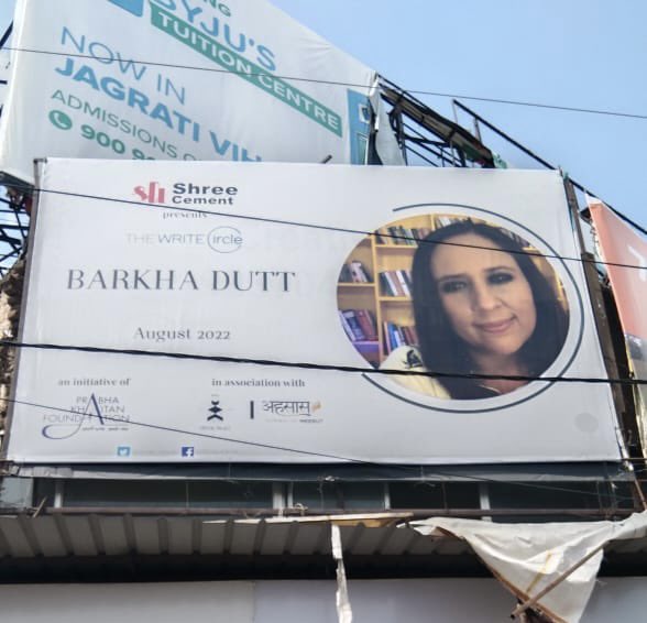 BDUTT's tweet photo. Look what I spotted on a hoarding in Meerut 🌻 -thanks @FoundationPK for  bringing #HumansOfCovid here - travels with the book have been as fascinating and educating as the original journey across India through the pandemic https://t.co/L9vzg43t8J