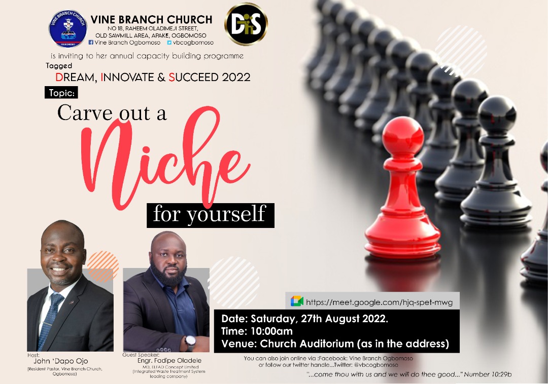 VbcOgbomoso's tweet photo. Dream Innovate Succeed (#DIS) 2022 is annual capacity building programme of the Church. 

Storytelling, Experience-sharing and lots more.

This year's is the 5th edition and previous editions had birthed startups and Young entrepreneurs. This event will not achieve less.
1/6 https://t.co/QgKVrABN8z