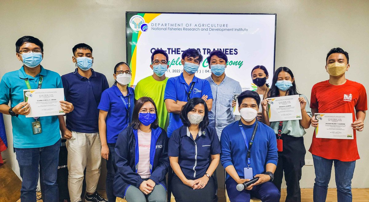 DA_NFRDI's tweet photo. 10 students complete internship thru NFRDI’s STrainS program
6 students from the University of the Philippines Visayas (UPV) and 4 from the Pamantasan ng Lungsod ng Maynila (PLM) finished their OJT at DA-NFRDI on August 12, 2022.
#STrainSProgram
#NFRDIINternship
#NFRDIInAction https://t.co/aE3owU2da4