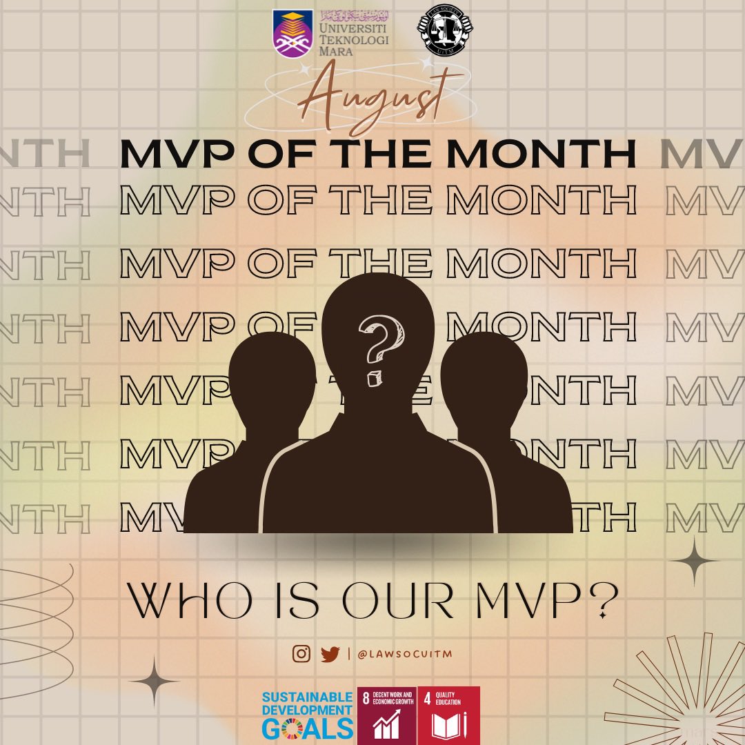 LawSocUitm's tweet photo. Greetings from Law Society UiTM! ✨

[LAW SOCIETY’S MVP OF THE MONTH AWARD]
This is a platform for Law Society UiTM to show our deepest appreciation to the most active club member of the month who had contributed his or her hard work in making all programmes a success. https://t.co/LlINizRYch