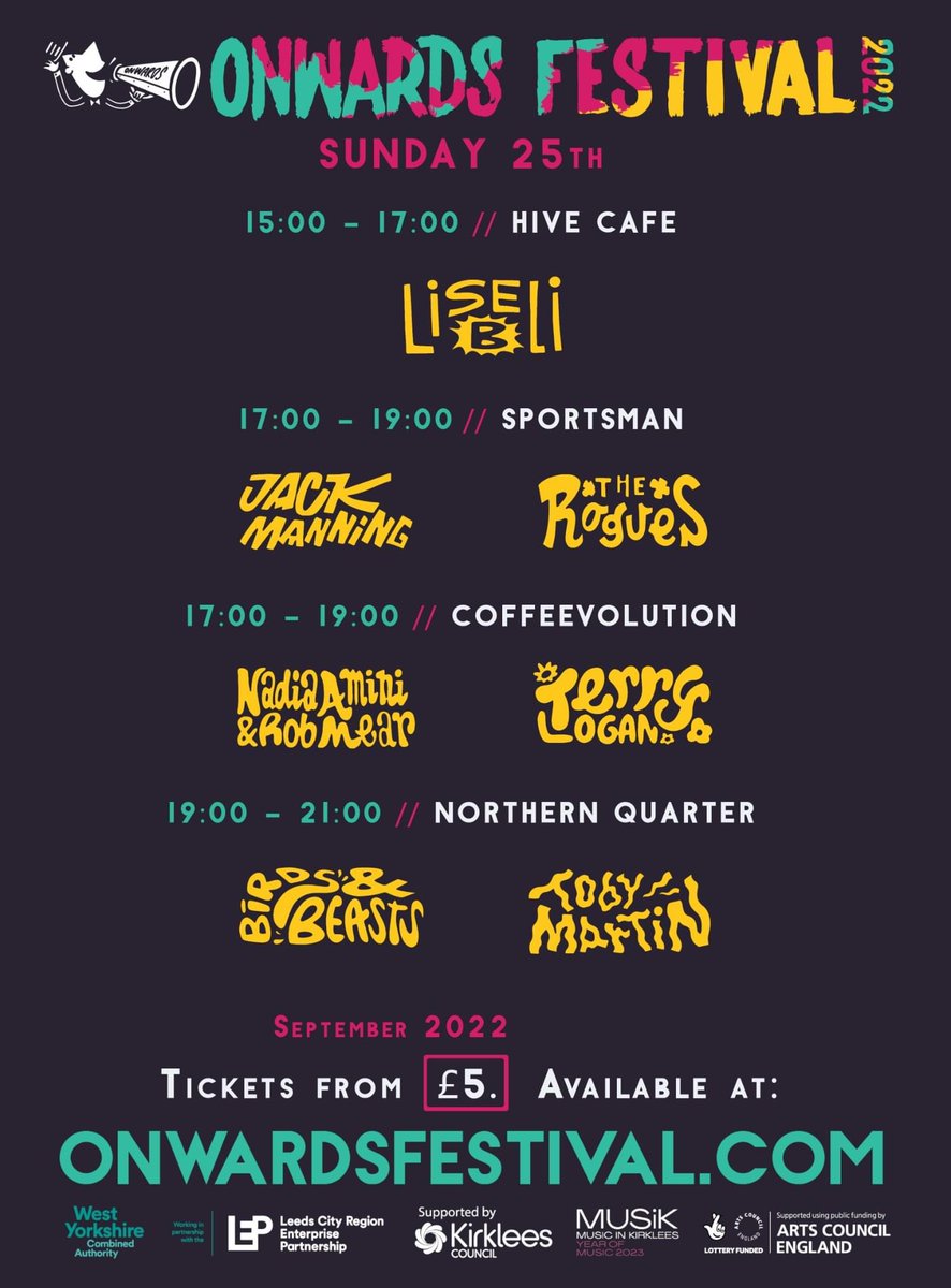 Northern Quarter Huddersfield (@nquarterhudd) on Twitter photo Line up for this years Onwards Festival. Tickets here: tickettailor.com/events/onwards…
<a href="/KirkleesEvents/">KirkleesEvents</a> @BirdsandBeasts1 <a href="/Huddersfield4U/">Huddersfield</a> <a href="/HuddersfieldUni/">University of Huddersfield</a> <a href="/HuddersLive/">Huddersfield Live</a> <a href="/HCGCGospelChoir/">HCGC (Gospel Choir)</a> <a href="/RNorburyUK/">Robert Nobs Norbury</a> @RealRobBradley <a href="/YorkshireMC/">Yorkshire Music Collective</a> <a href="/musicinkirklees/">Music in Kirklees</a> Line up for this years Onwards Festival. Tickets here: tickettailor.com/events/onwards…
<a href="/KirkleesEvents/">KirkleesEvents</a> @BirdsandBeasts1 <a href="/Huddersfield4U/">Huddersfield</a> <a href="/HuddersfieldUni/">University of Huddersfield</a> <a href="/HuddersLive/">Huddersfield Live</a> <a href="/HCGCGospelChoir/">HCGC (Gospel Choir)</a> <a href="/RNorburyUK/">Robert Nobs Norbury</a> @RealRobBradley <a href="/YorkshireMC/">Yorkshire Music Collective</a> <a href="/musicinkirklees/">Music in Kirklees</a>