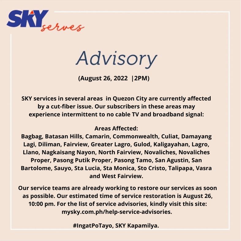 SKYserves's tweet photo. For a list of service advisories, kindly visit this site: https://t.co/NCvoB57HmH. https://t.co/tiB7XZWmen