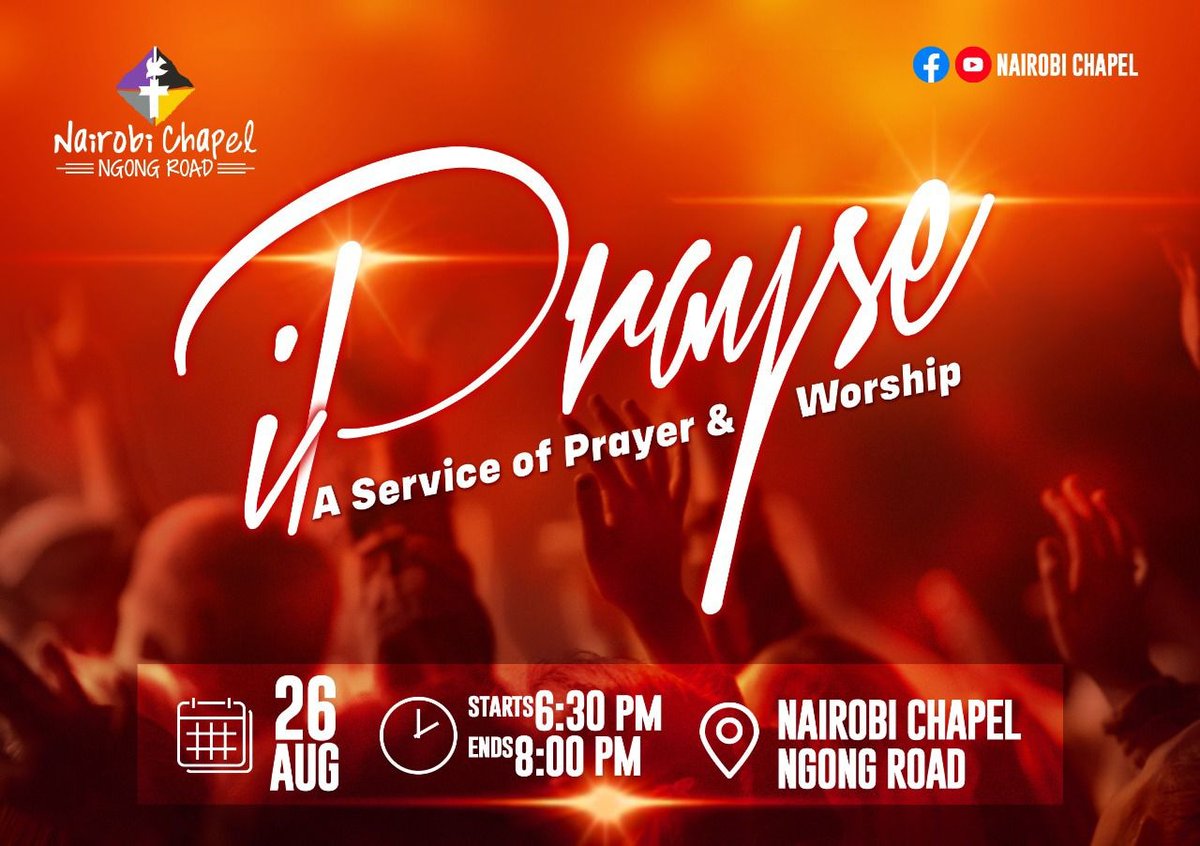 NairobiChapel's tweet photo. Join us this evening for an extended time of worship and praise from 6:30pm to 8:00pm at Nairobi Chapel Ngong Road.
#ipraise https://t.co/Vf9Bt8NH3Q
