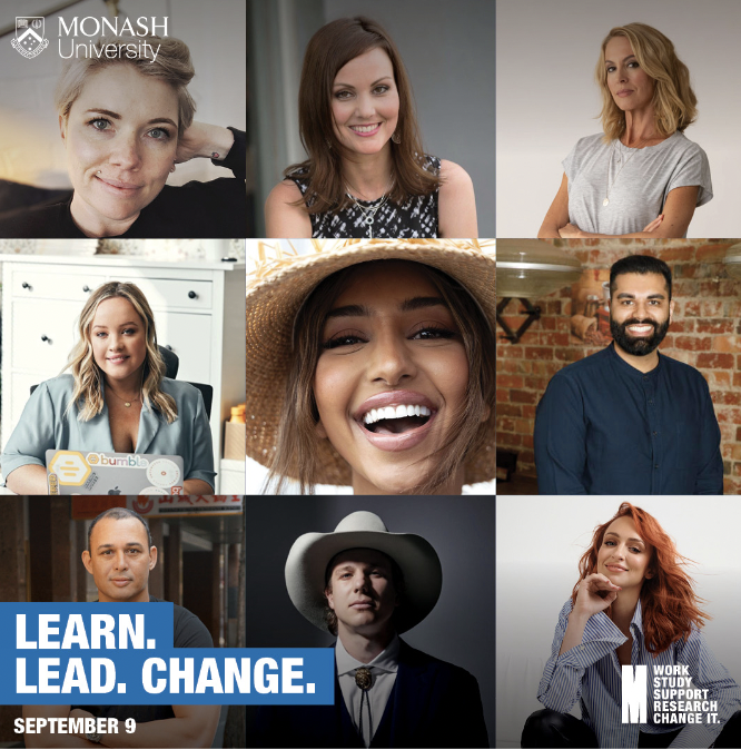 MonashUni's tweet photo. Featuring host @mariathattil and guest speakers including @clementine_ford, @_sarahwilson_, Chantelle Otten, @tarang_chawla, @kristy_mckellar and members from dating app @bumble and satirical news website The @BetootaAdvocate, join us for Learn. Lead. Change. (1/2) https://t.co/7xhSTqmfyO