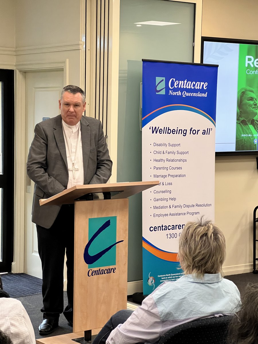 BishopTimH's tweet photo. This afternoon I launched the @JusticeCatholic 2022-23 Social Justice Statement Respect: Confronting Violence and Abuse at @CentacareNQ @DaleLast1 https://t.co/YvJrakM6c7