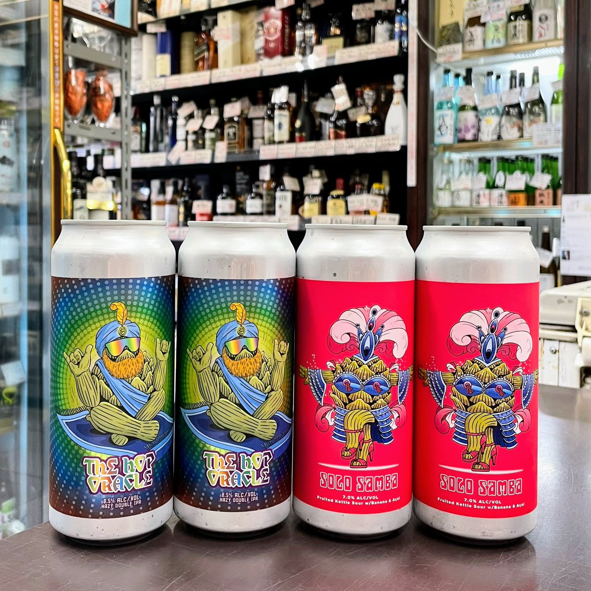 inakiku_sake's tweet photo. #WestCoastBrewing @WCBShizuoka 
オレンジのシトラスモリモリのアロマ&amp;フレーバーにジューシーな口当たりのHazy DIPA
#TheHopOracle

アサイーとバナナを使った赤ワインのような味わいのKettle Sour
#SoloSamba

#craftbeer
#クラフトビール好きな人と繋がりたい
#イナキク酒店
#大阪 #豊中 #岡町 https://t.co/nM9aQoLLc6