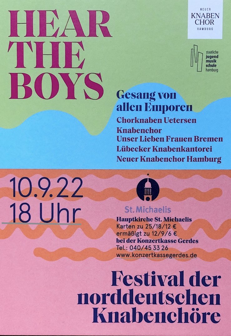 Unser großes Knabenchorfestival im Michel findet in zwei Wochen statt!
Tickets gibt es auch online:
hamburg.de/tickets/e/1587…
Wir freuen uns auf Sie!
#neuerknabenchorhamburg #heartheboys
