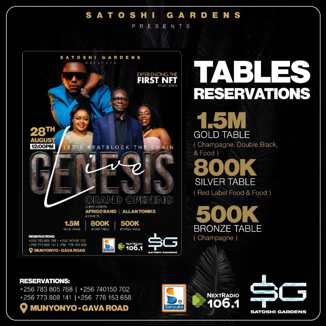 BusingyeJose's tweet photo. Event: Grand opening of Africa's 1st Blockchain Hub 
Venue: @satoshi_gardens along Gava rd Munyonyo
Time: Midday
Date: 28/08/22

In partnership with: @PundiXLabs @CeloOrg @Airtel_Ug @Bit2Big  

#NFT 
#Africa4thIndustrialTransformation
#bit2Big https://t.co/nMzNb0pJKw