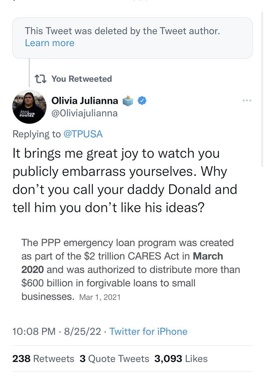 0liviajulianna's tweet image. What’s wrong @TPUSA? 
Did I hurt ur feelings 👉🏼👈🏼🥺