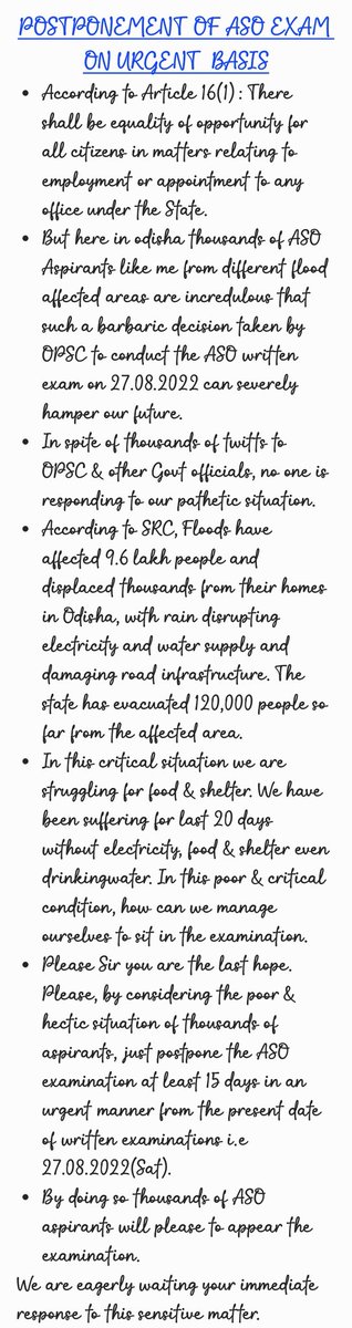 RahulKumar5557's tweet photo. @Naveen_Odisha
RIP FUNDAMENTAL RIGHTS 16 - A . SHAME ODISHA GOVT &amp; OPSC. 
#PostpondASOExamUrgently https://t.co/bjHkRoWyQJ