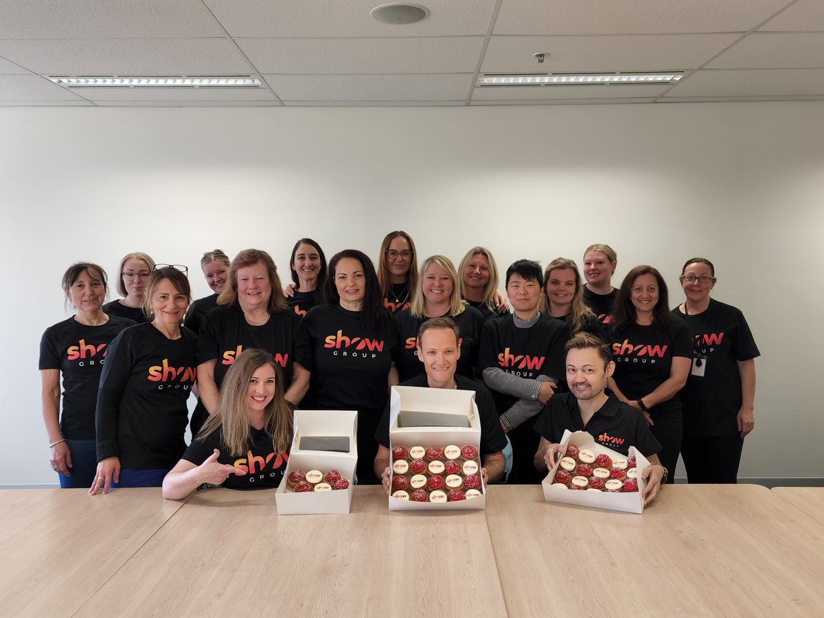 showgroup's tweet photo. This week, our Sydney team celebrated the launch of our brand new logo and website with some delicious treats! Thank you for the positive feedback we've received, we appreciate the support and look forward to working closely with you for your upcoming #productiontravel and tours! https://t.co/bszt6pVyvI