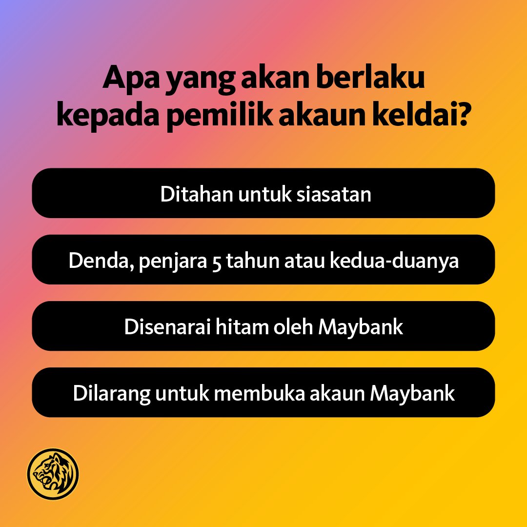 MyMaybank's tweet photo. Scammer penipuan merahsiakan identiti mereka dengan menipu anda untuk menjadi keldai akaun. Klik imej dan baca bebenang🧵 untuk mengesan penipuan! #MacamYesMaybeNot 

Hubungi Fraud Hotline Maybank di 03-58914744 jika anda perlukan bantuan. Maklumat lanjut: https://t.co/yJboDeWqqh https://t.co/CQM9FH95Z4