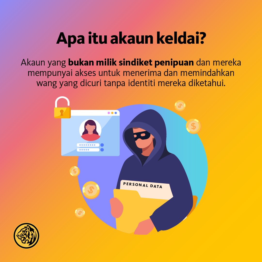 MyMaybank's tweet photo. Scammer penipuan merahsiakan identiti mereka dengan menipu anda untuk menjadi keldai akaun. Klik imej dan baca bebenang🧵 untuk mengesan penipuan! #MacamYesMaybeNot 

Hubungi Fraud Hotline Maybank di 03-58914744 jika anda perlukan bantuan. Maklumat lanjut: https://t.co/yJboDeWqqh https://t.co/CQM9FH95Z4