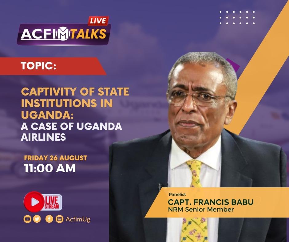 KoranezaG's tweet image. Today we plunge into a deliberations on Uganda&apos;s airlines in correlation to captivity of state institutions in Uganda with a panel of experts @GodberTumushabe &amp;amp; Cpt. Francis Babu. 

#ACFIMTalks 
@gliss_africa @CivicSpaceTV @SarahBireete @GovUganda