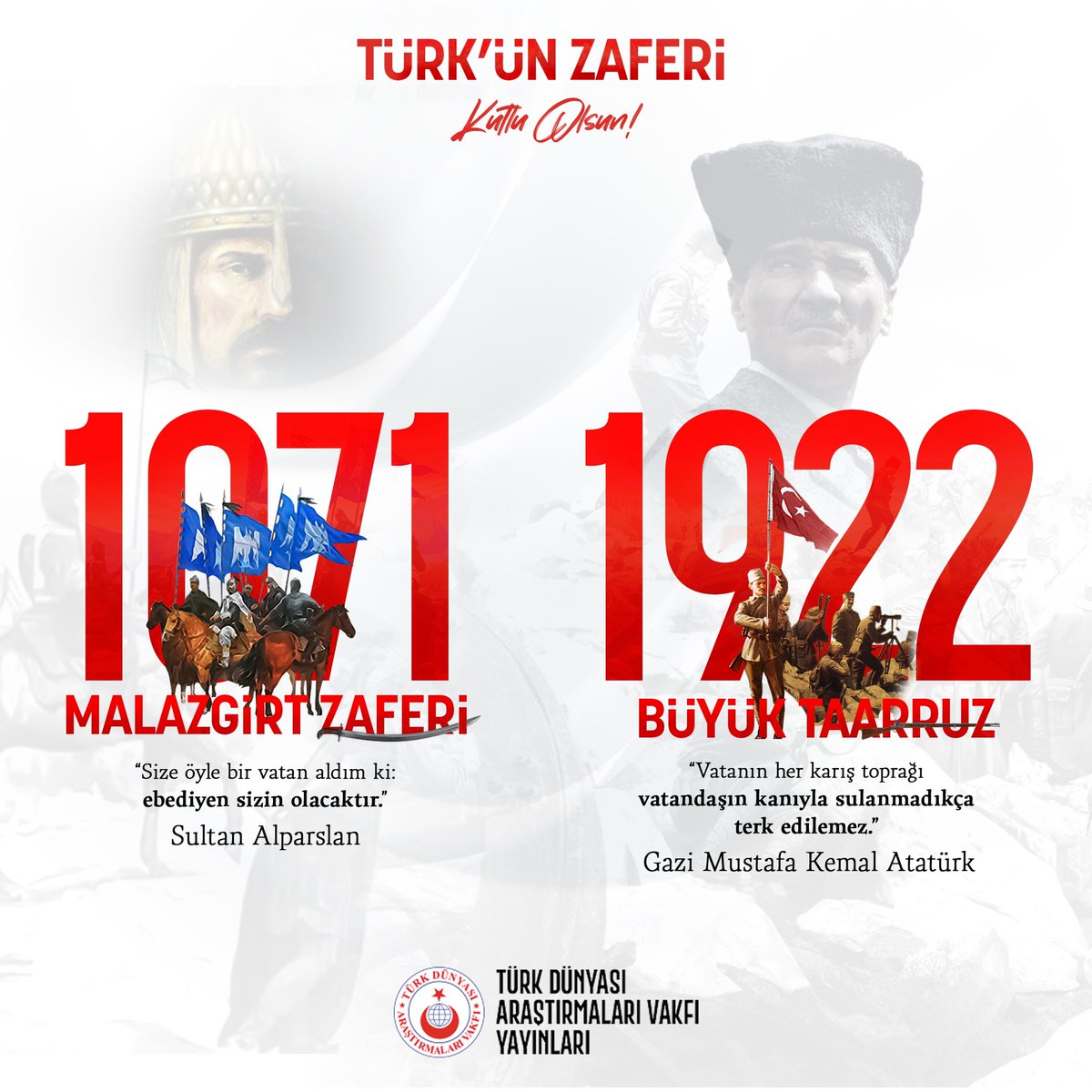 tdavresmi's tweet photo. Kutlu Olsun! 

#Malazgirt #BüyükTaarruz #Alparslan #Atatürk #26Ağustos1071 #26Ağustos1922 https://t.co/FTnMSx7sx6