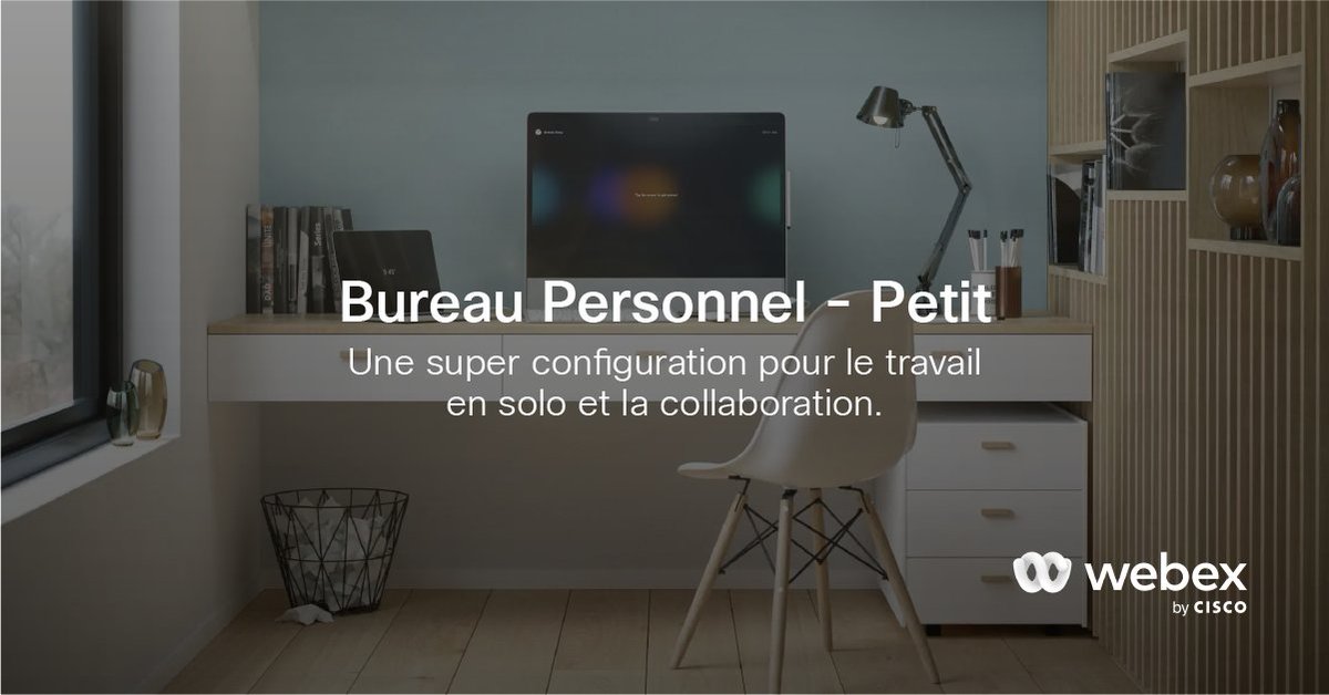 Un espace calme est important pour un travail prenant.

Nos bureaux personnels offrent une excellente configuration pour vous détendre tout en restant connecté au monde via Webex : cs.co/6017zveU9