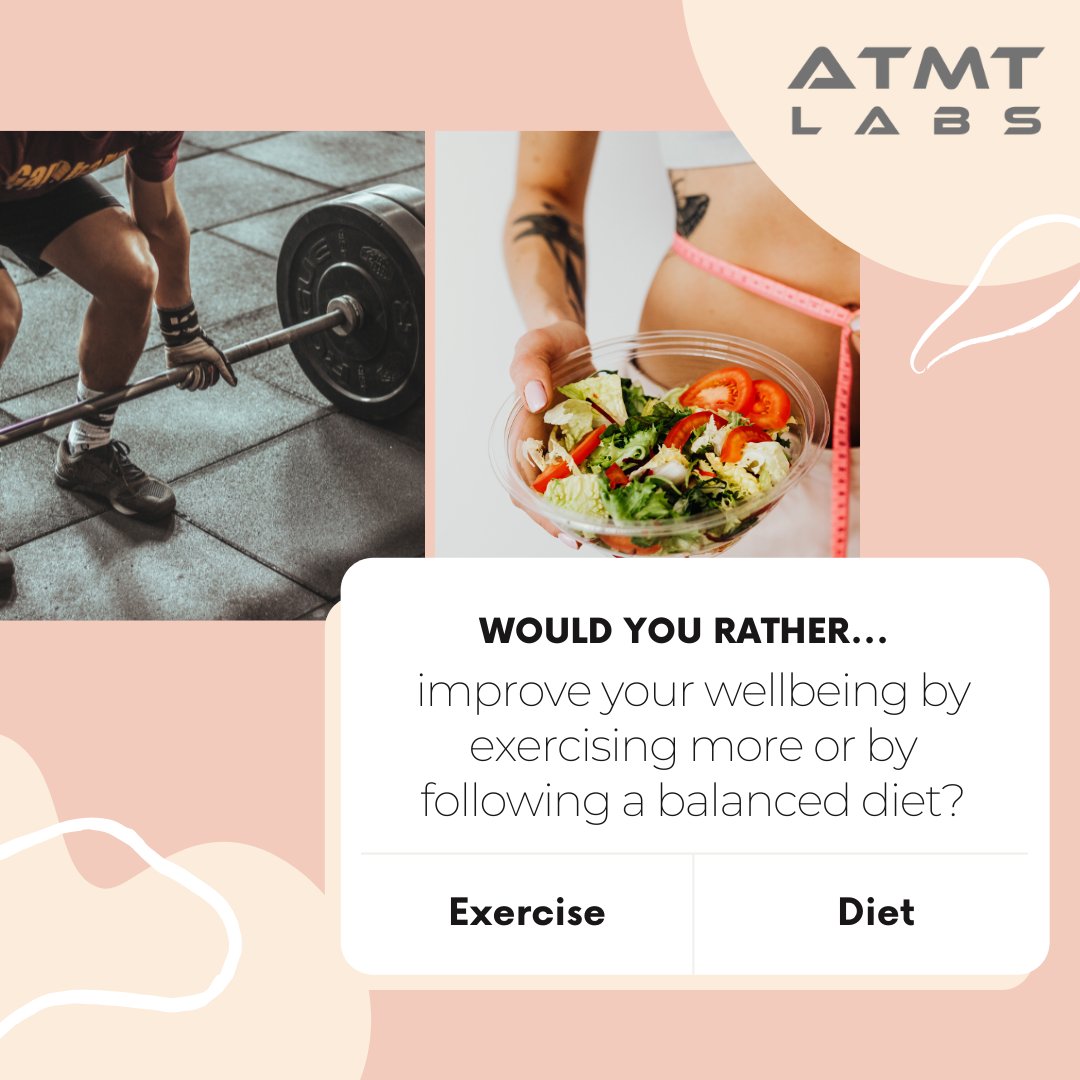 ATMTLABS's tweet photo. Would you rather improve your well being by exercising more or by following a balanced diet?

#wouldyourather #polls #whatsyourpick  #wellbeing #exercising #diet #healthychoices  #fitnessworkouts #makeuptutorials #indianfoodrecipes #alexaskills #alexa #ai #atmtlabs #atmtgroup https://t.co/G9DnFQPigo