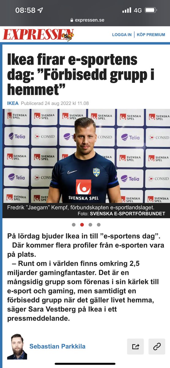 Svensk esport ❤️ <a href="/IKEASverige/">IKEA Sverige</a> 🙌🏼
Imorgon ses vi! Ni kan träffa våra grymma landslagsspelare <a href="/7liciousCSGO/">Tilde Byström</a> och Jack Ström till exempel på IKEA Barkaby! Och mig förståss… ✌🏼

<a href="/svenskesport/">Svenska E-sportförbundet</a>