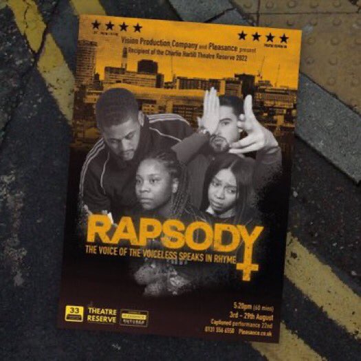 RuthRGNBrighton's tweet photo. Blown away by @RapsodyThePlay fresh writing,explosive performances @ThePleasance #EdFringe2022 https://t.co/x51ip11cJz