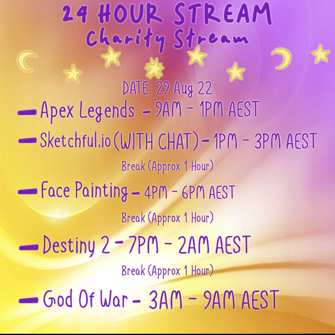 Bellemusic19's tweet photo. Help @OniYoshii Celebrate his Birthday by joining his 24hr Stream full of fun games and other activities and by helping him support the  Starlight Foundation on Monday the 29/8/22  over on Twitch https://t.co/LxiuRapV4N https://t.co/Ny1hCNbsjX