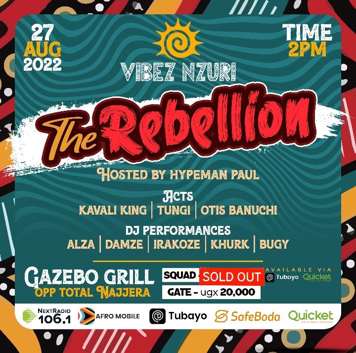 VibezNzuri's tweet photo. 🚨Tommorow  we get rebellious‼️
....
You know the vibez💥
All your best performers on stage  @GAZEBO_GRILL 
Lesss gooo🤟🏾
Get your tickets https://t.co/F0Yk0A21pI
#vibeznzuritotheworld #vibeznzuri https://t.co/SJu3rCShRu