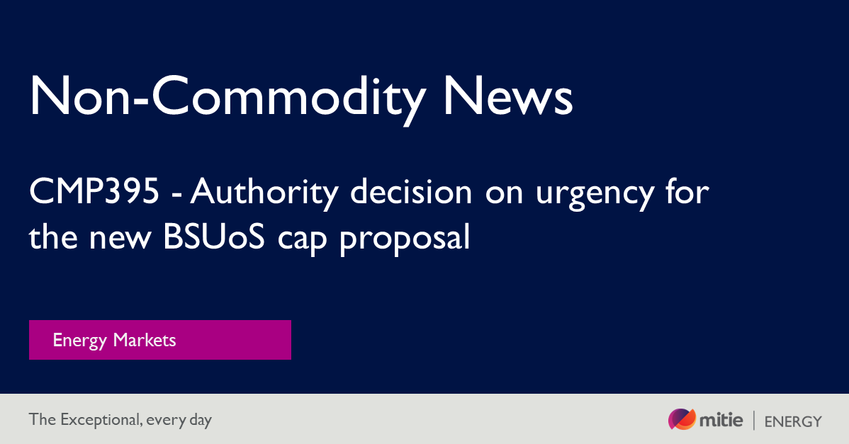 Ofgem has conceded urgency for CMP395 and approved the timescale proposed by the CUSC (connection and use of system code) Panel. 
#EnergyMarkets