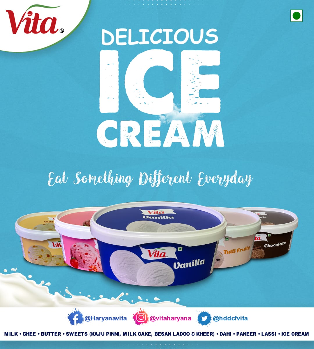 HDDCFVITA's tweet photo. Eat something different everyday with #vitaicecream
#vitaicecream #icecream #icecreamtime #icecreamlover #vanillaicecream #butterscotchicecream #chocolateicecream #strawberryicecream #tutifruityicecream #vitadiaryproducts #vitaharyana #vitadairy #vitafamily https://t.co/djMH64h5y8