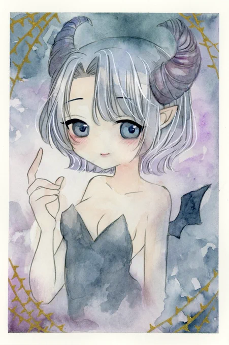 drawing悪魔ちゃん#透明水彩 #drawing #イラスト 