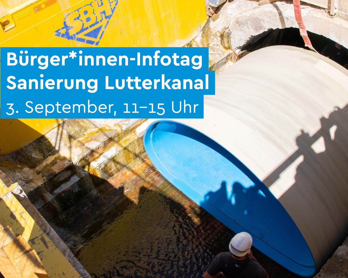 Was passiert unter der Erde bei der Sanierung des Lutterkanals? Das beantwortet der Umweltbetrieb am Samstag, 3. September, von 11 bis 15 Uhr bei einem Infotag. Wo? Am Grünzug zwischen der Huberstraße und der Straße An der Walkenmühle am Stauteich I. 👉 bielefeld.jetzt/node/166258